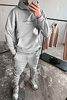 Мужской спортивный костюм с надписью (серый) тринитка петля отличное качество верх худи с капюшоном sHS78