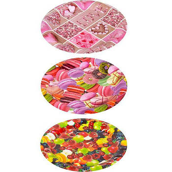 Пластикова кругла таця з малюнками 34,5 см А-34/007/Х3-29 в упаковці 4 шт