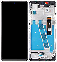 Дисплей модуль тачскрин Motorola XT2221 Moto G52 /XT2225 Moto G82 /Moto G71S чорний Amoled оригінал з рамкою