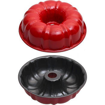 Кругла металева форма для кексу 24*6,5 см Червоний Х3-140/1607-2 в упаковці 5 шт