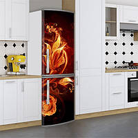 Вінілова наклейка на холодильник, квітка вогненний, 180х60 см - Лицьова (В), з ламінуванням