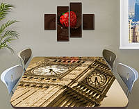 Виниловая наклейка на стол Макро Биг Бен (Англия) самоклеющаяся декоративная пленка, бежевый 60 х 100 см