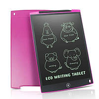 Електронный Планшет для рисования LCD Writing Tablet 12" доска для рисования на батарейках Pink