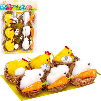 Набір декоративний "Курочка/Зайчик" 6 шт GT19169