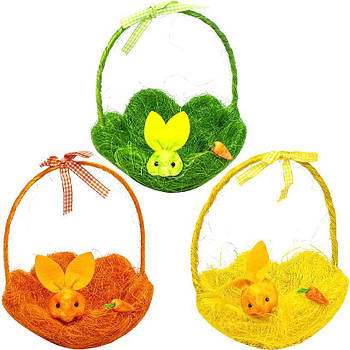 Кошик із декоративного сіна з ручкою 20 см D15,5 см GT2020