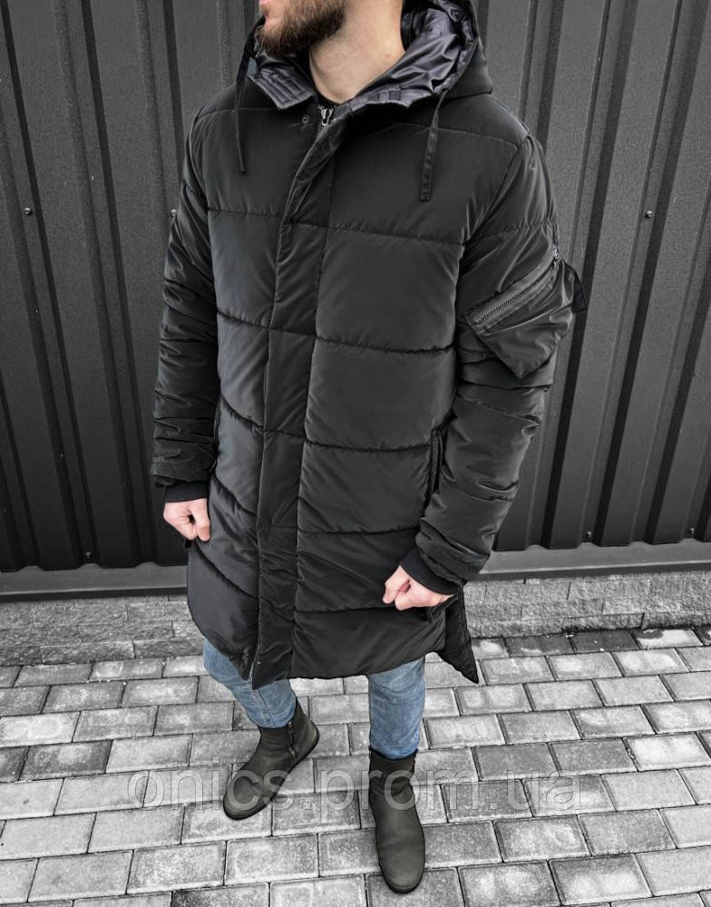 Черная мужская зимняя куртка.7-461 хорошее качество - фото 1 - id-p1951451044