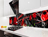 Наклейка на кухонный фартук 60 х 250 см, фотопечать с защитной ламинацией розы, шелк, кофе (БП-s_fl11693-1)