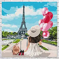 Картина на холсте "Париж, репродукция рисунка, Paris, France", 60×60см