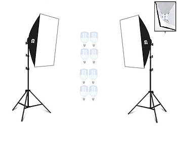 192Вт / 1920Вт Набір постійного світла PZ 5070-2LED Softbox Kit для фотовідео