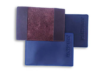 Обкладинка Темно-синя для стандартного або закордонного паспорта з екошкіри, фото 2