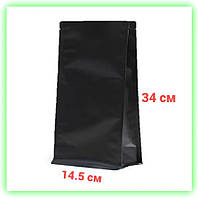 Черный пакет с плоским дном без зип застёжки 145х340 мм для орехов сухофруктов