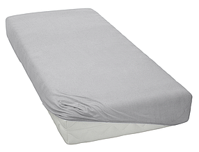 Трикотажне простирадло на резинці 180х200 святкове добре, натяжні простирадла каура бавовняне Сірий