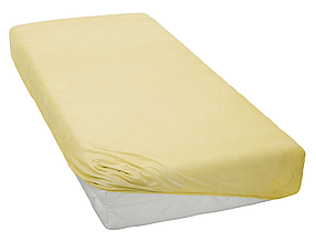 Простирадло на гумці 180 200 трикотажні якісне, щільна натяжна простирадло наматрацник хороше Жовтий