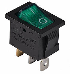 KCD1-2-101N  GR/B  220V  Перемикач 1-клавішний зелений з підсвічуванням