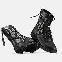 Dior Boots Зимние ботинки высокие детские кожаные черные Диор Обувь демисезонная детская черная весна осень