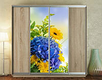 Наклейка для шкафа-купе 220 х 60 см на 2 двери полевые цветы (БП_а_fl10632)