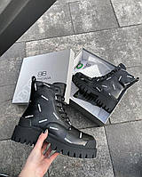 Balenciaga Boots Black «White Logo» (Хутро) хорошее качество кроссовки и кеды хорошее качество Размер 38