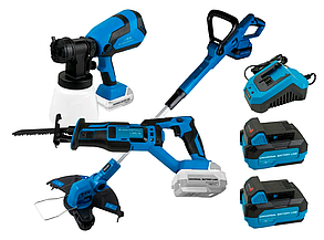 Комплект KRAISSMANN 20UL (Акумуляторний тример, шабельна пила, фарбопульт, 2 АКБ по 4 А/год, зарядне)