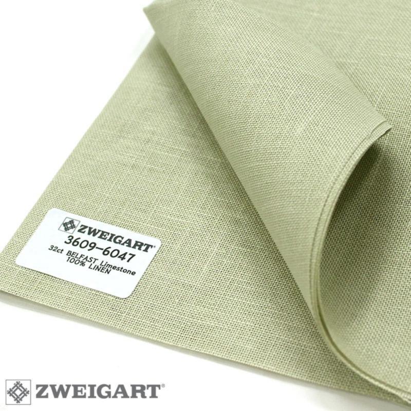 Тканина для вишивання Zweigart Belfast 32 ct 3609/6047 Limestone/PaleGreen/ Вапняковий/ Блідо-зелений