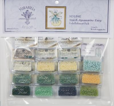 Набір бісеру до схеми March Aquamarine Fairy Mirabilia Designs Mill Hill Embellishment Pack, фото 1