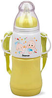 Бутылочка детская для кормления Fissman Babies "Малыши" 230мл с ремешком, желтая VCT