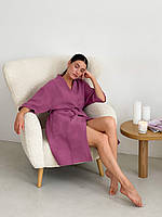 Женский халат-кимоно вафельный мозаика розовый теракот Стильный женственный банный халат вафельный L
