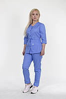 Молодіжний жіночий медичний костюм блакитний тканина коттон (розмір 42-66)
