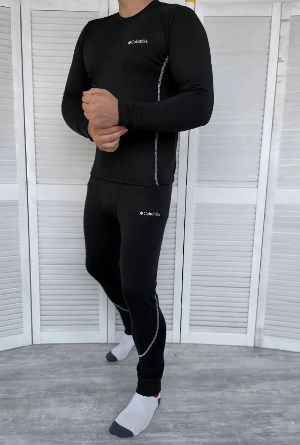 Зимнее мужское термобелье спортивное , Черное повседневное мужское термобелье + носки в подарок - фото 10 - id-p1951529790