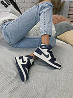 Nike Air Jordan 1 Retro Mid Navy Blue White 3 хорошее качество кроссовки и кеды хорошее качество Размер 37