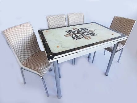 Комплект: стіл розсувний обідній 1294-3, кухонний стіл і 4 стільці., фото 1