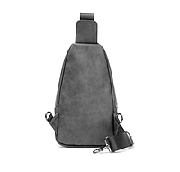 Классическая мужская сумка бананка на грудь барсетка на плечо кросс боди черная экокожа Серый хорошее качество