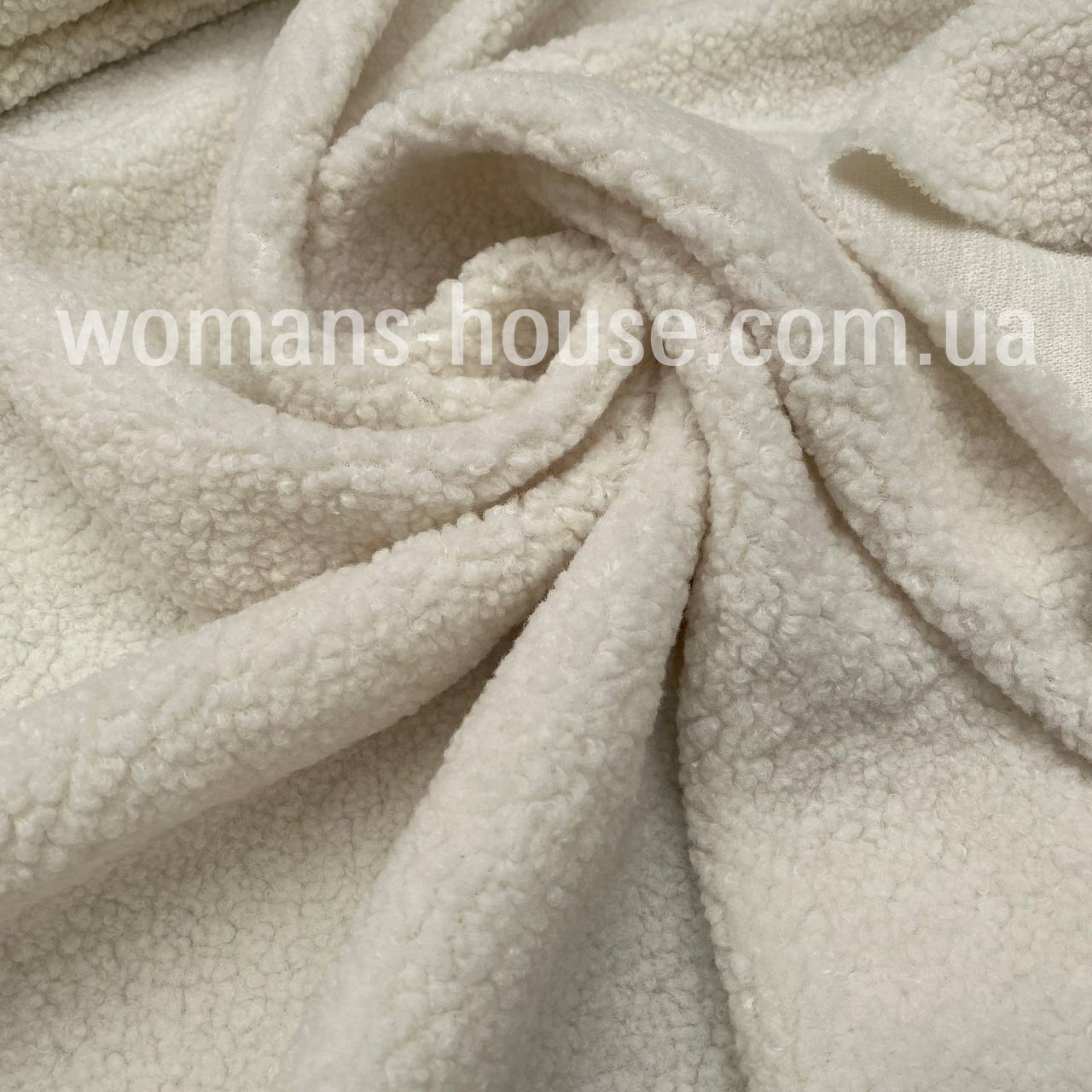 Тканина хутро Тедді на трикотажі 320 gsm 150 см Молоко 1