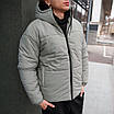Куртка зимова чоловіча пуховик сірий теплий з капюшоном біопух, фото 2