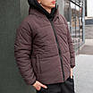 Куртка зимова чоловіча пуховик коричневий теплий з капюшоном біопух, фото 2