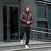 Куртка зимова чоловіча пуховик коричневий теплий з капюшоном біопух, фото 3