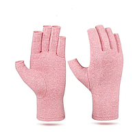 Ортопедичні, бавовняні рукавички від артриту, компресійні. Рожеві, L