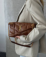 YSL Puffer Chain Dark Brown Gold 30x17x10 женские сумочки и клатчи хорошее качество