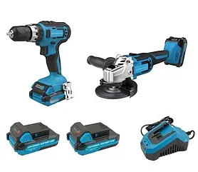 Набір акумуляторного інструменту KRAISSMANN 20UL (Болгарка, шурупокрут, АКБ 4 А/год, АКБ 2 А/год, заряджання)