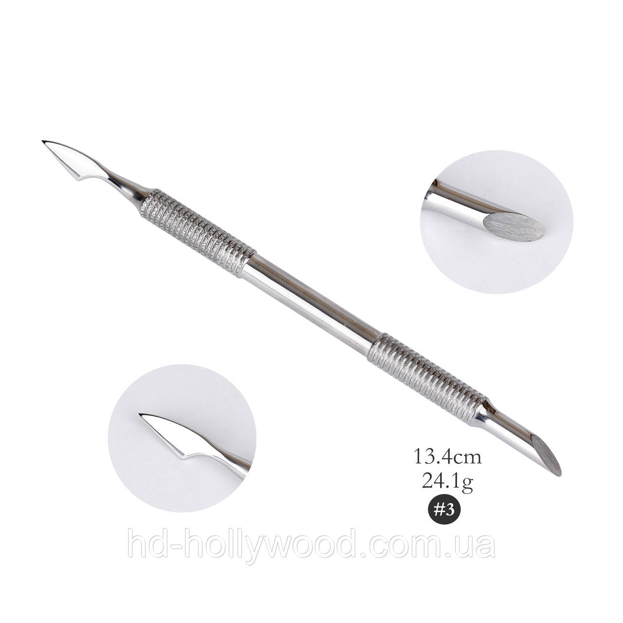 Лопатка манікюрна (пушер скошений + скошена сокирка) HD Hollywood, фото 1