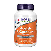 Аминокислота L-карнитин (жиросжигатель) Acetyl-L-Carnitine 500 mg (100 veg caps), NOW Найти