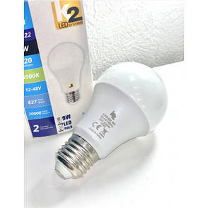 Світлодіодна LED-лампа KES 222 12-48V, E27, 9W, 6500 K, фото 2