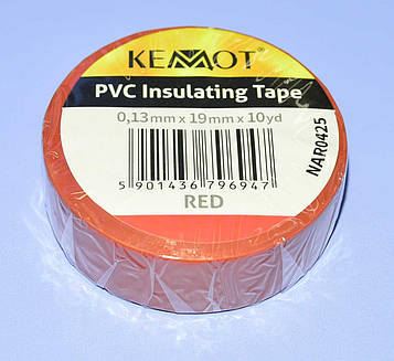 Ізострічка ПВХ Kemot 0,13x19мм (10ярд.) червона, NAR0425