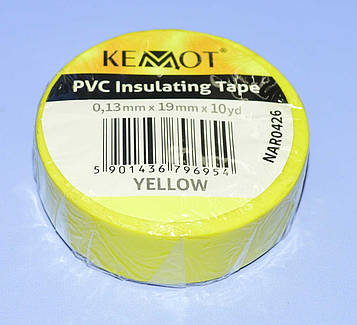 Ізострічка ПВХ Kemot 0,13x19мм (10ярд.) жовта, NAR0426