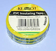 Ізострічка ПВХ Kemot 0,13x19мм (10ярд.) жовто-зелена, NAR0429