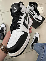 Високі Nike Air Jordan 1 (White / Black) хорошее качество Размер 42 (26.5 см)