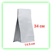 Белый пакет с плоским дном без zip застёжки 145х340 мм для орехов сухофруктов