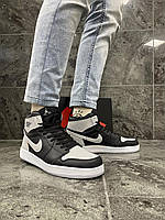 Кросівки Nike Air Jordan 1 (серые, серый знак) хорошее качество Размер 42 (26.5 см)