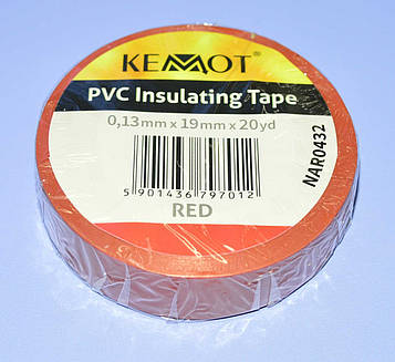 Ізострічка ПВХ Kemot 0,13x19мм (20ярд.) червона, NAR0432