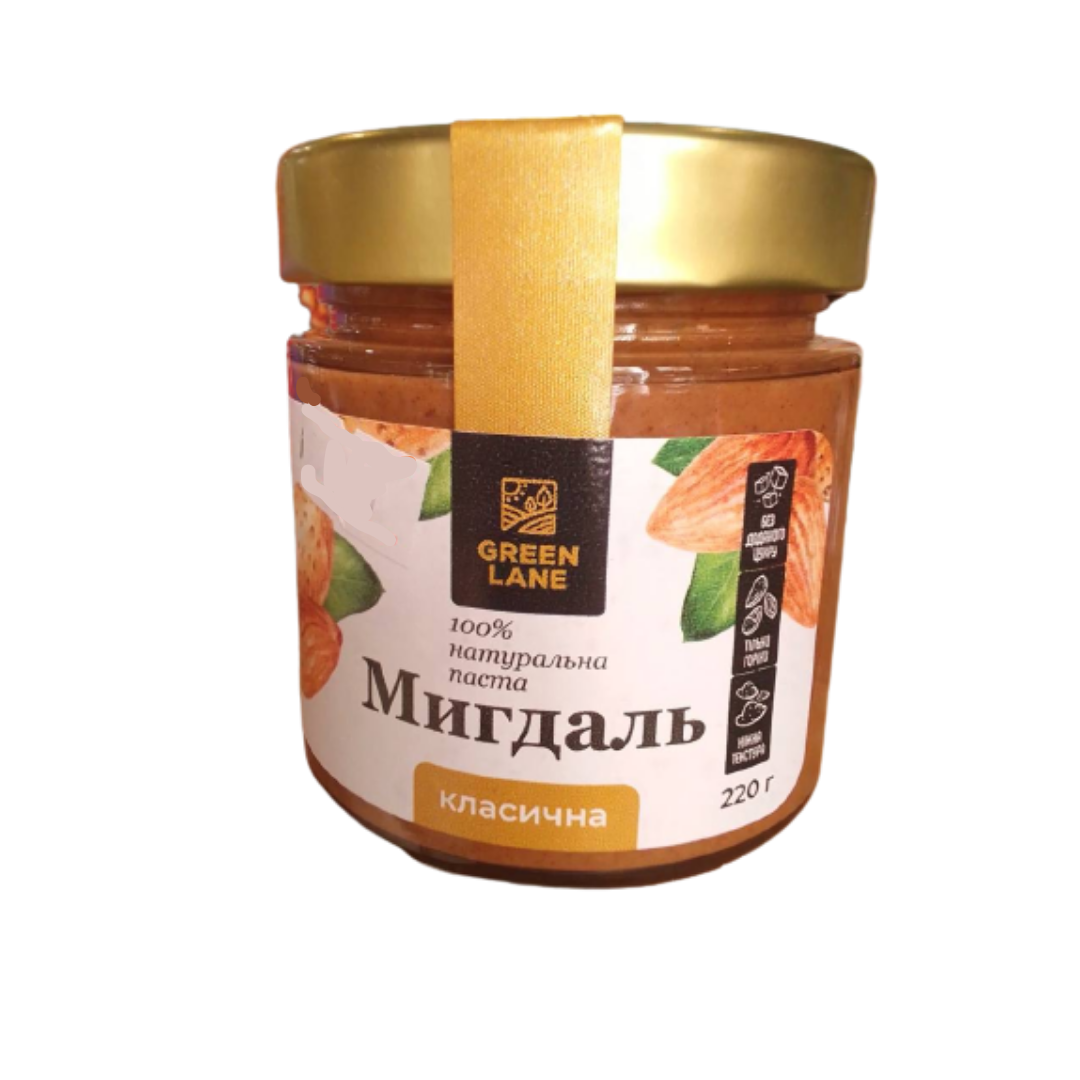Натуральна горіхова мигдальна паста, 220г, GreenLane