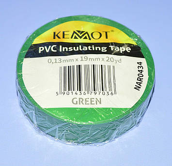 Ізострічка ПВХ Kemot 0,13x19мм (20ярд.) зелена, NAR0434